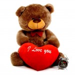 3.5 feet big dark brown teddy bear with red I Love You Heart